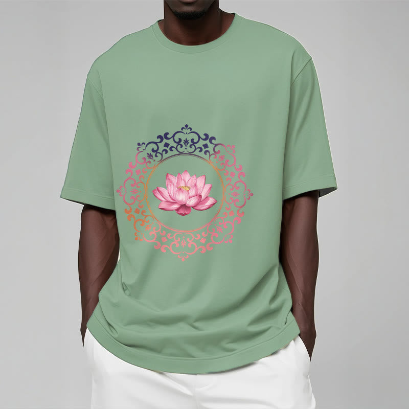 Buddha Stones ​​Mandala Rosa Lotus Muster T-Shirt Baumwolle T-shirt - image 15