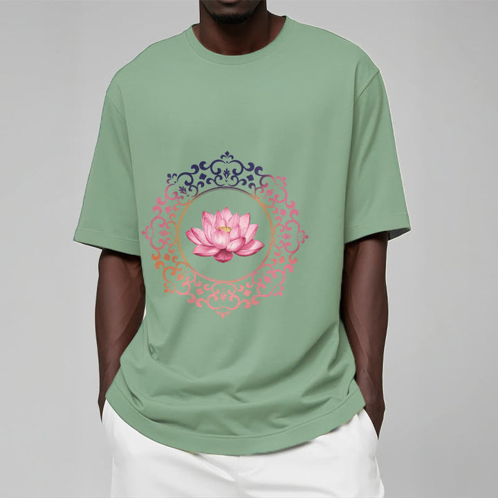 Buddha Stones ​​Mandala Rosa Lotus Muster T-Shirt Baumwolle T-shirt - image 15