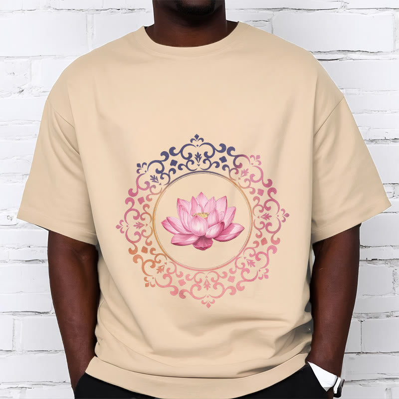 Buddha Stones ​​Mandala Rosa Lotus Muster T-Shirt Baumwolle T-shirt - image 9