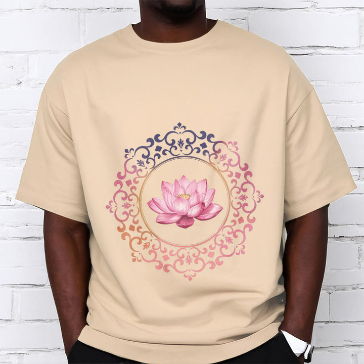 Buddha Stones ​​Mandala Rosa Lotus Muster T-Shirt Baumwolle T-shirt - image 9
