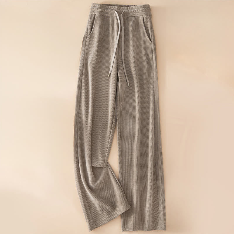 Buddha Stones Damen Herbst Reine Farbe Weite Baumwollhose mit Taschen - Bräunen - US14， UK/AU18，EU46 (4XL) - image 12