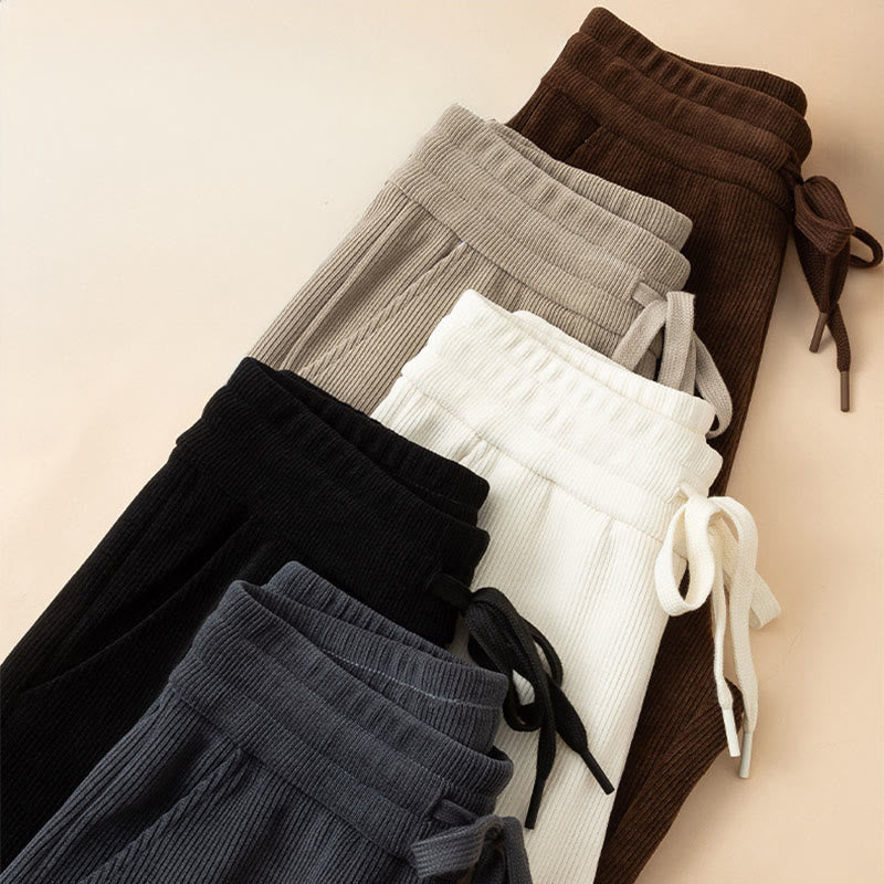 Buddha Stones Damen Herbst Reine Farbe Weite Baumwollhose mit Taschen - image 19