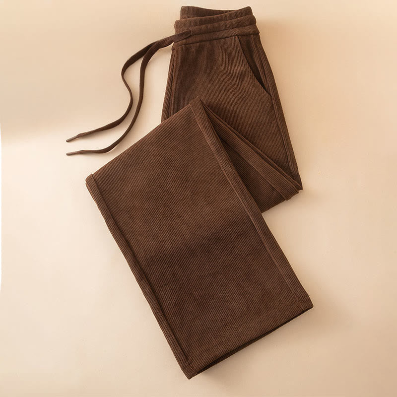 Buddha Stones Damen Herbst Reine Farbe Weite Baumwollhose mit Taschen - image 4