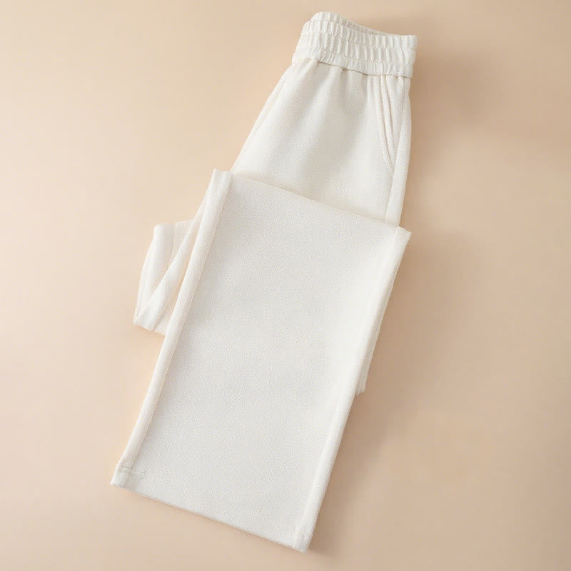 Buddha Stones Damen-Baumwollhose mit weitem Bein und Taschen, einfarbig, hohe Taille - image 5