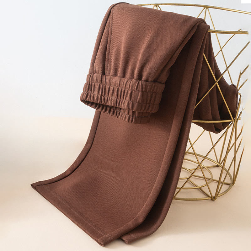 Buddha Stones Damen-Baumwollhose mit weitem Bein und Taschen, einfarbig, hohe Taille - image 1