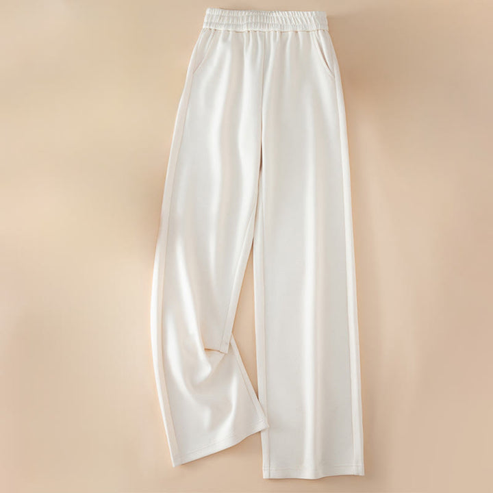 Buddha Stones Damen-Baumwollhose mit weitem Bein und Taschen, einfarbig, hohe Taille - image 4