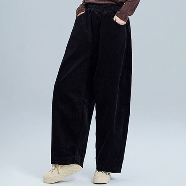 Buddha Stones Damen Herbst Einfarbige Cordhose in Knöchellänge mit schlichtem Design und Taschen - image 6