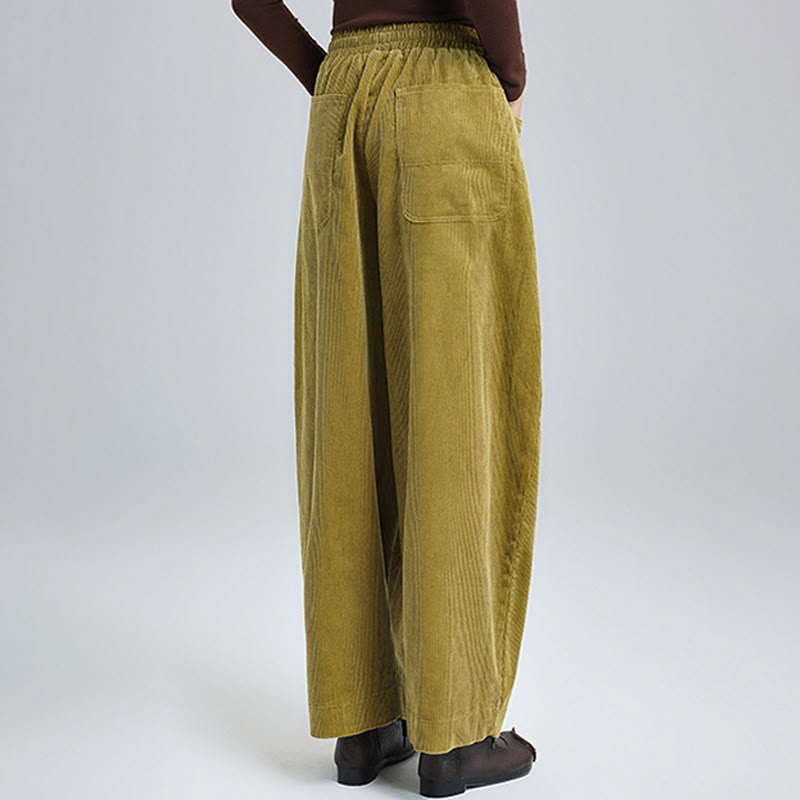 Buddha Stones Damen Herbst Einfarbige Cordhose in Knöchellänge mit schlichtem Design und Taschen - image 9