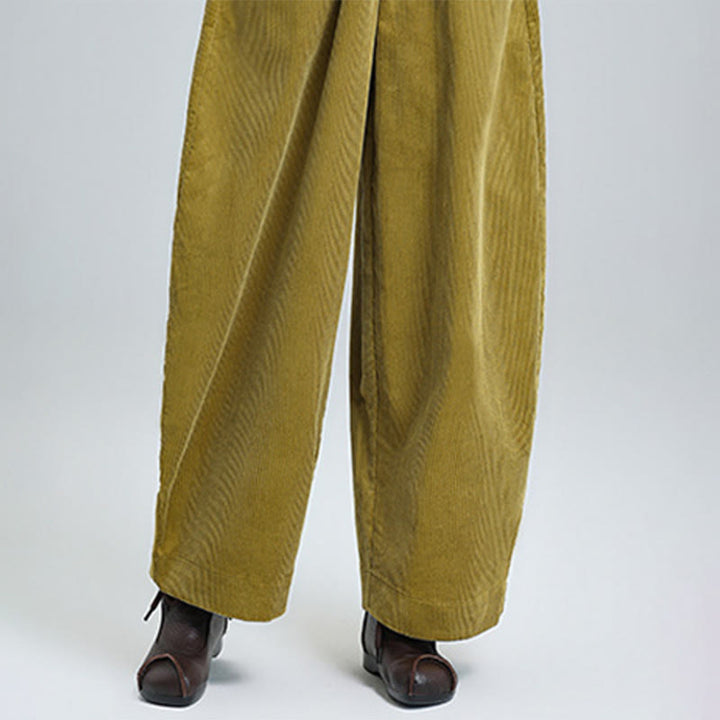 Buddha Stones Damen Herbst Einfarbige Cordhose in Knöchellänge mit schlichtem Design und Taschen - image 13