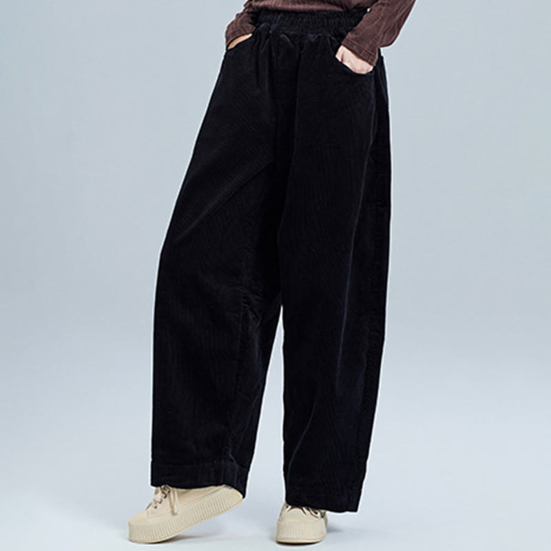 Buddha Stones Damen Herbst Einfarbige Cordhose in Knöchellänge mit schlichtem Design und Taschen - image 6
