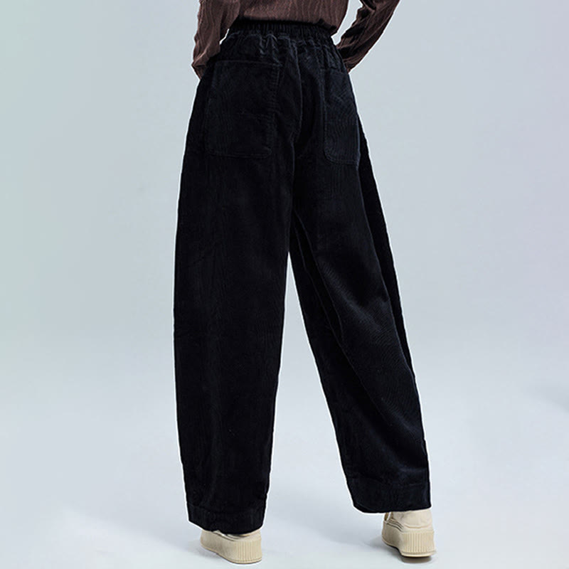 Buddha Stones Damen Herbst Einfarbige Cordhose in Knöchellänge mit schlichtem Design und Taschen - image 4