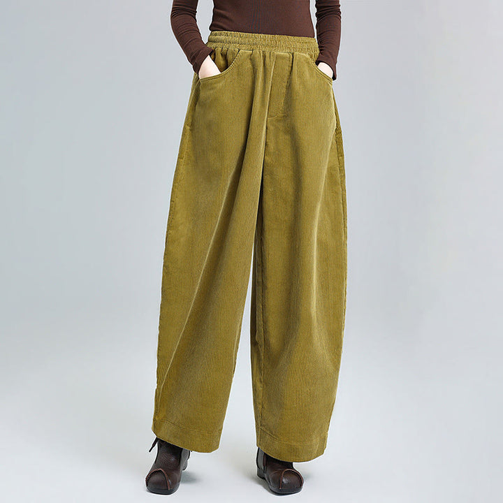 Buddha Stones Damen Herbst Einfarbige Cordhose in Knöchellänge mit schlichtem Design und Taschen - Goldrute - US 8-10, UK/AU 12-14, EU 40-42 (2XL) - image 7