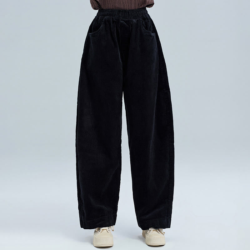 Buddha Stones Damen Herbst Einfarbige Cordhose in Knöchellänge mit schlichtem Design und Taschen - image 5