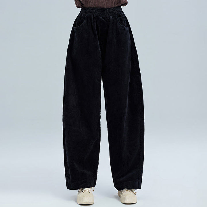 Buddha Stones Damen Herbst Einfarbige Cordhose in Knöchellänge mit schlichtem Design und Taschen - image 5