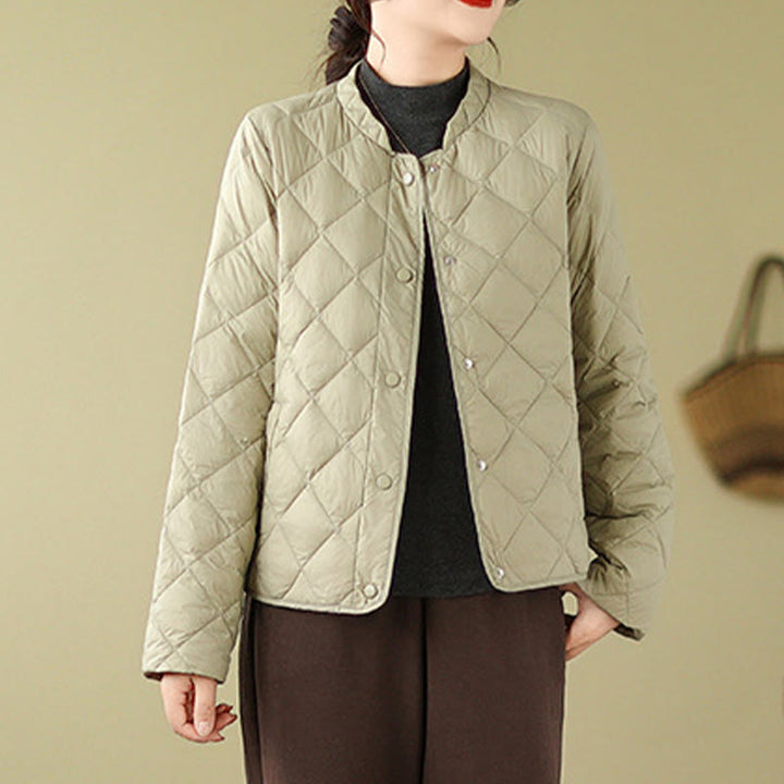 Buddha Stones Damen Herbst Langarm-Thermojacke aus Baumwolle mit Rautensteppung und Taschen - image 23
