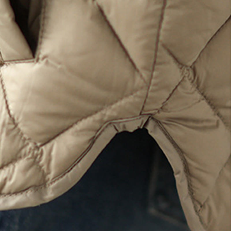 Buddha Stones Damen Herbst Langarm-Thermojacke aus Baumwolle mit Rautensteppung und Taschen - image 10