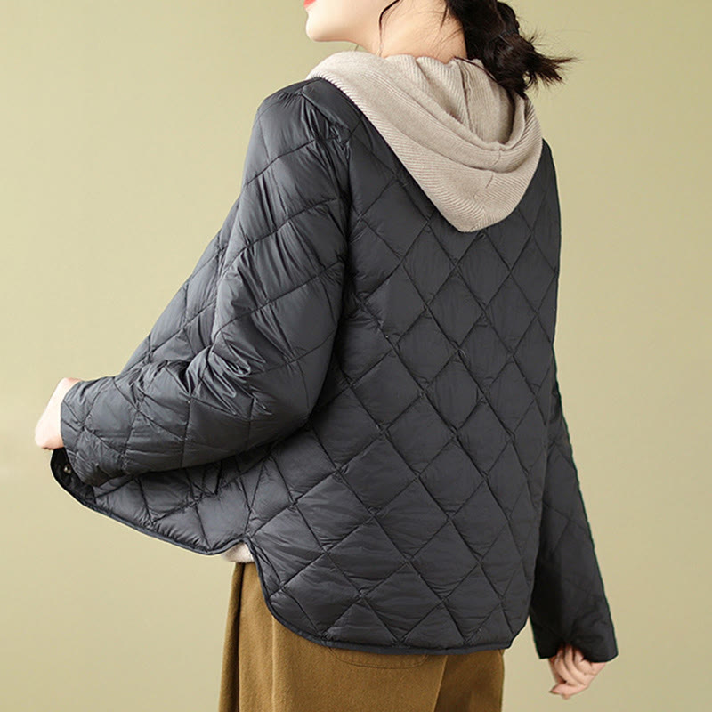Buddha Stones Damen Herbst Langarm-Thermojacke aus Baumwolle mit Rautensteppung und Taschen - image 14
