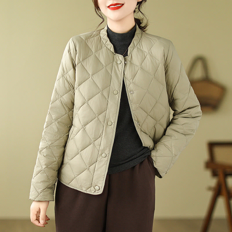 Buddha Stones Damen Herbst Langarm-Thermojacke aus Baumwolle mit Rautensteppung und Taschen - DunkelKhaki - US8-10， UK/AU12-14，EU40-42 (2XL) - image 20