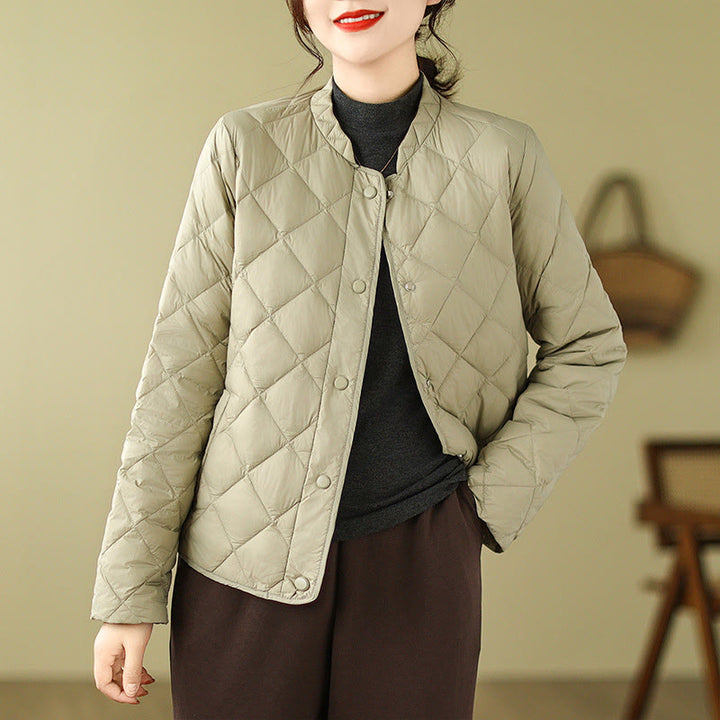 Buddha Stones Damen Herbst Langarm-Thermojacke aus Baumwolle mit Rautensteppung und Taschen - DunkelKhaki - US8-10， UK/AU12-14，EU40-42 (2XL) - image 20