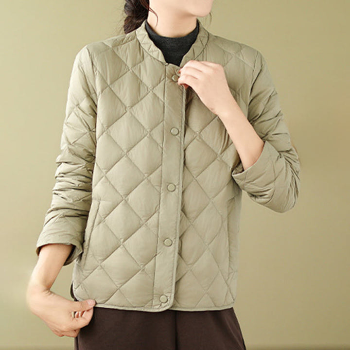 Buddha Stones Damen Herbst Langarm-Thermojacke aus Baumwolle mit Rautensteppung und Taschen - image 24