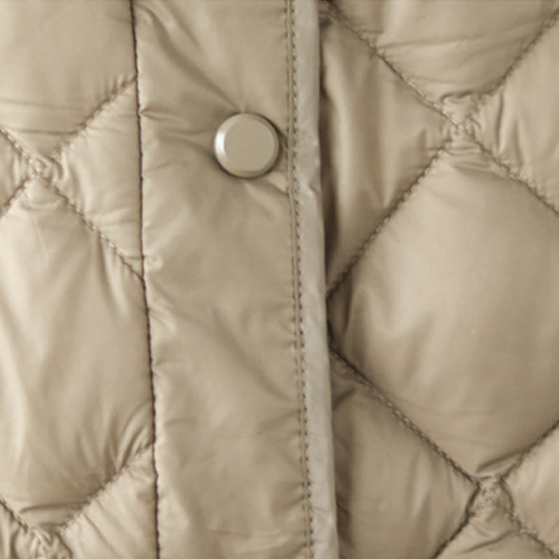 Buddha Stones Damen Herbst Langarm-Thermojacke aus Baumwolle mit Rautensteppung und Taschen - image 11