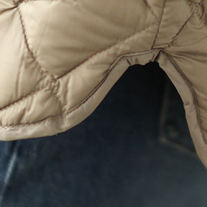 Buddha Stones Damen Herbst Langarm-Thermojacke aus Baumwolle mit Rautensteppung und Taschen - image 6