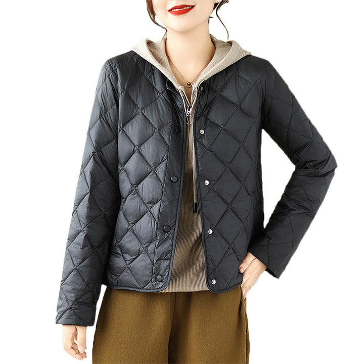 Buddha Stones Damen Herbst Langarm-Thermojacke aus Baumwolle mit Rautensteppung und Taschen - image 19