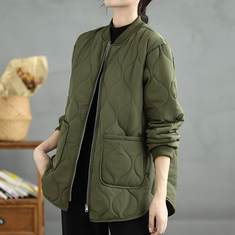 Buddha Stones Damen-Langarmjacke aus Baumwolle mit Reißverschluss und Taschen - Olivgrün - US14， UK/AU18，EU46 (4XL) - image 0