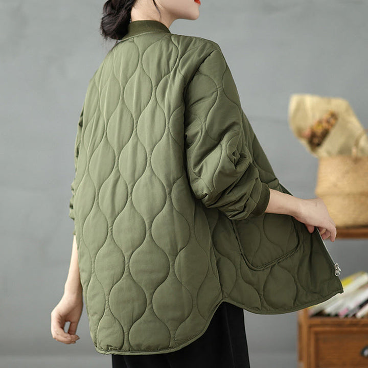 Buddha Stones Damen-Langarmjacke aus Baumwolle mit Reißverschluss und Taschen - image 5