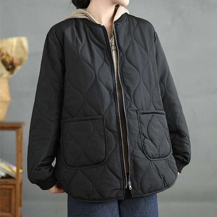 Buddha Stones Damen-Langarmjacke aus Baumwolle mit Reißverschluss und Taschen - Schwarz - US14， UK/AU18，EU46 (4XL) - image 10