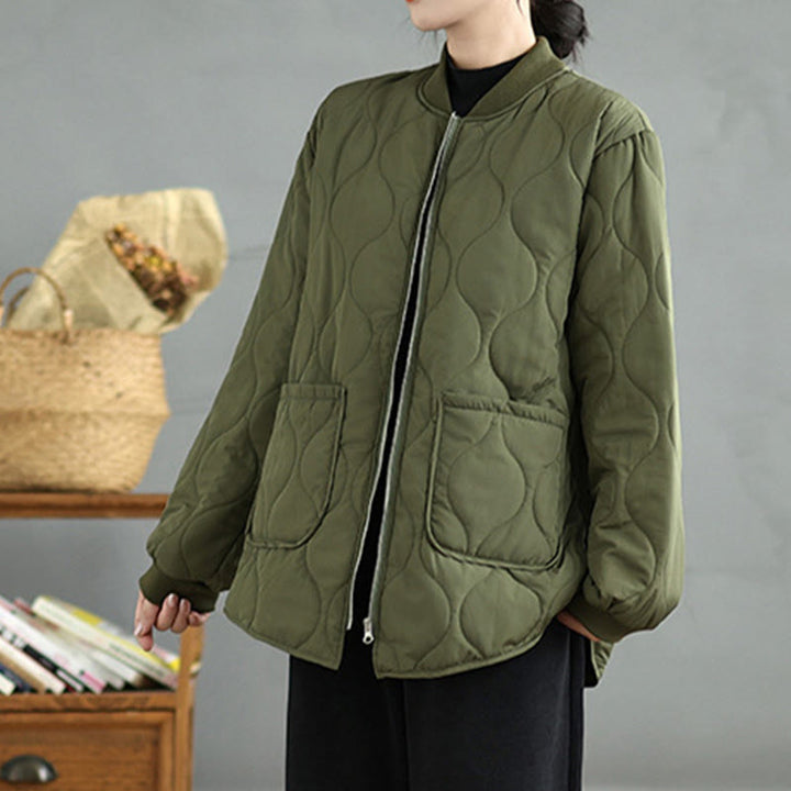 Buddha Stones Damen-Langarmjacke aus Baumwolle mit Reißverschluss und Taschen - image 3