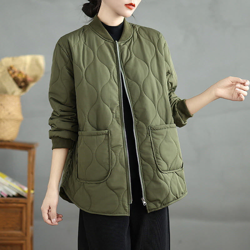 Buddha Stones Damen-Langarmjacke aus Baumwolle mit Reißverschluss und Taschen - image 2