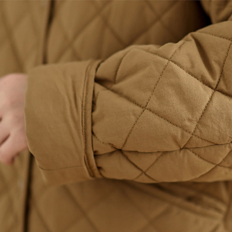 Buddha Stones Damen-Thermojacke aus Baumwolle mit Knöpfen und Rautensteppung, langärmlig, mit Taschen - image 7