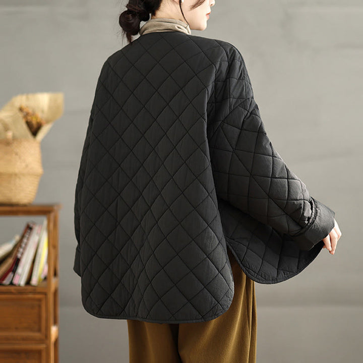 Buddha Stones Damen-Thermojacke aus Baumwolle mit Knöpfen und Rautensteppung, langärmlig, mit Taschen - image 21
