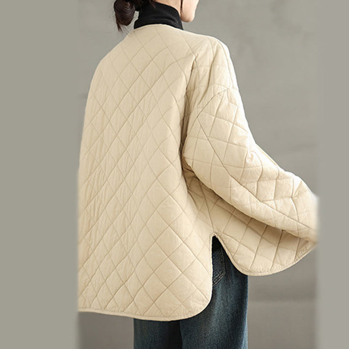 Buddha Stones Damen-Thermojacke aus Baumwolle mit Knöpfen und Rautensteppung, langärmlig, mit Taschen - image 16