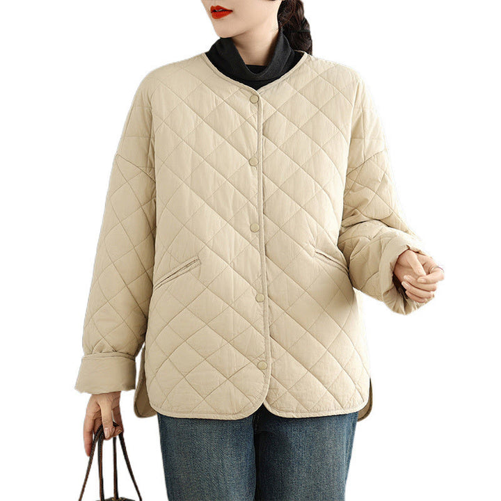 Buddha Stones Damen-Thermojacke aus Baumwolle mit Knöpfen und Rautensteppung, langärmlig, mit Taschen - image 17