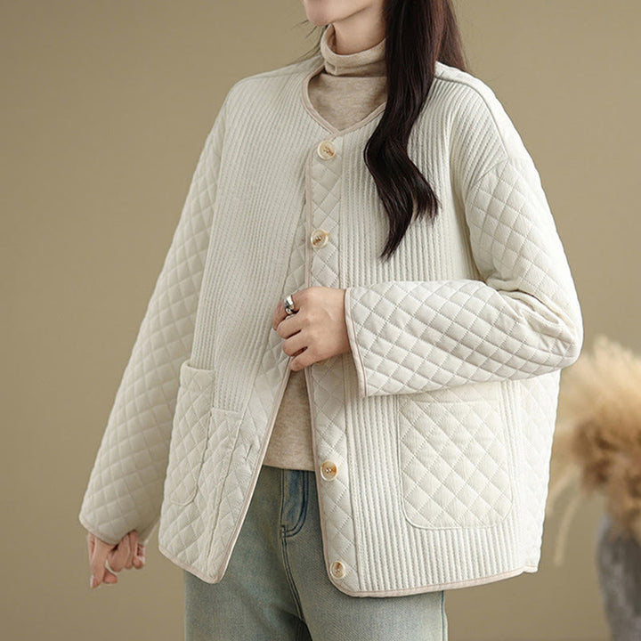 Buddha Stones Damen Vintage-Knöpfe, schlichtes Design, langärmelige Baumwolljacke mit Taschen - image 9