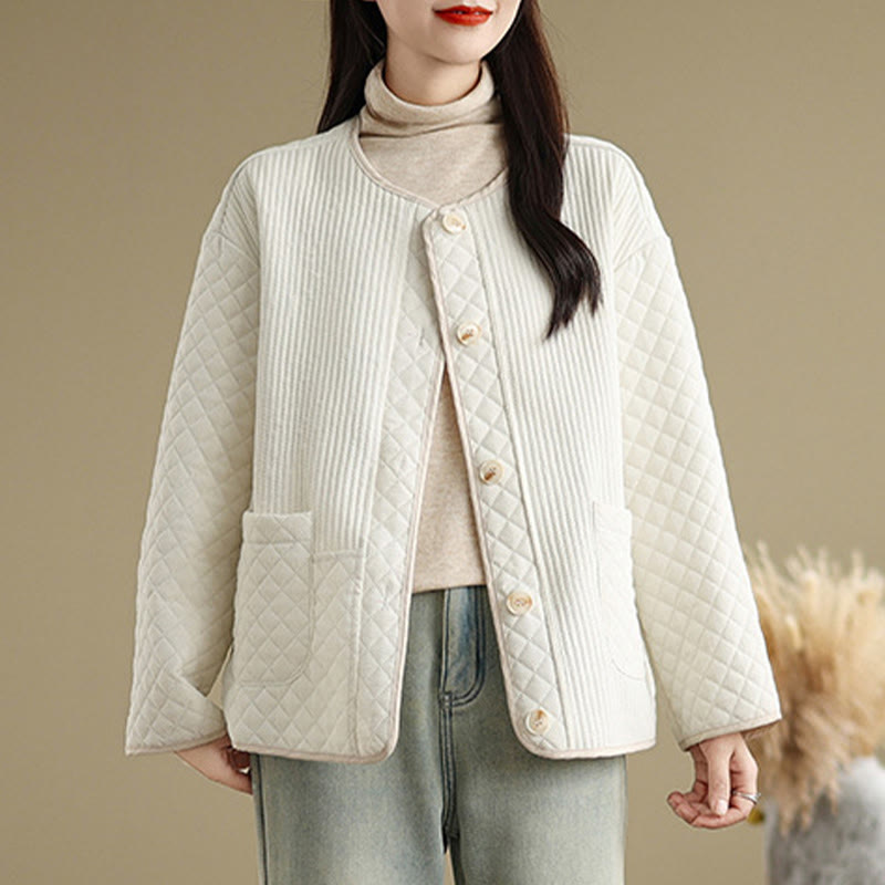 Buddha Stones Damen Vintage-Knöpfe, schlichtes Design, langärmelige Baumwolljacke mit Taschen - image 8