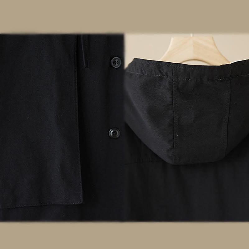 Buddha Stones Damen-Kapuzenpullover, einfarbig, langärmelig, Baumwolle, Thermo-Fleece-gefüttert, Jacke mit Taschen - image 10