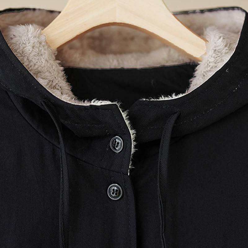 Buddha Stones Damen-Kapuzenpullover, einfarbig, langärmelig, Baumwolle, Thermo-Fleece-gefüttert, Jacke mit Taschen - image 8