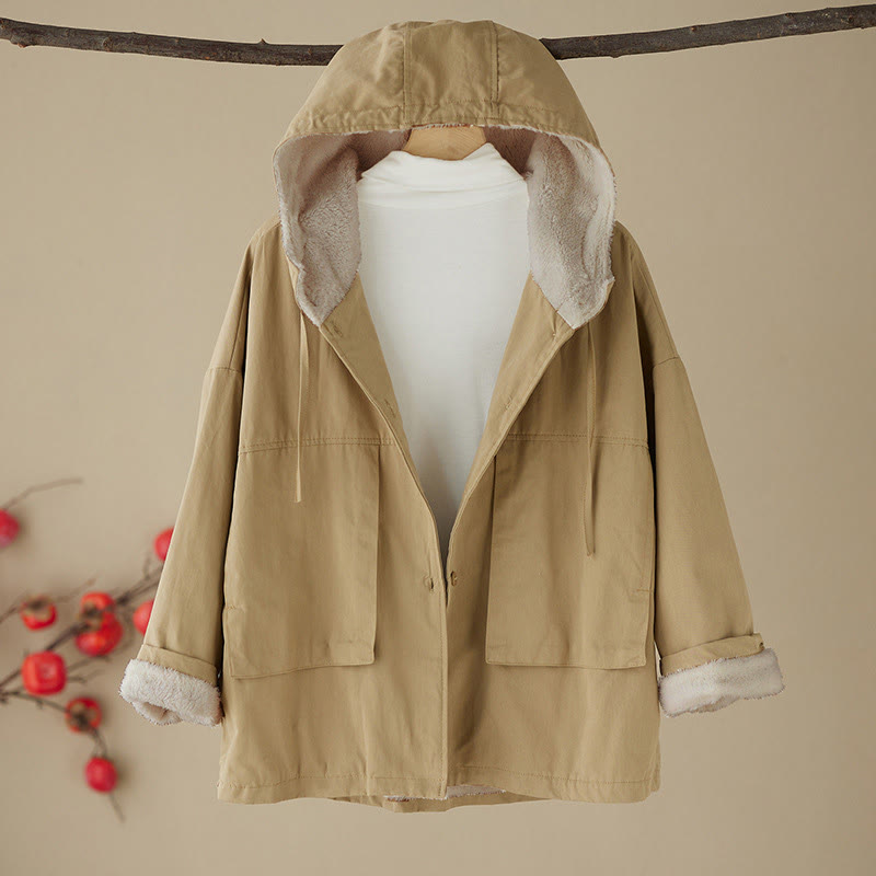 Buddha Stones Damen-Kapuzenpullover, einfarbig, langärmelig, Baumwolle, Thermo-Fleece-gefüttert, Jacke mit Taschen - Goldrute - US6, UK/AU10, EU38 (XL) - image 0