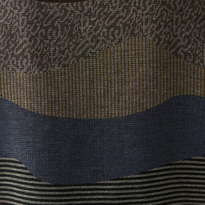 Buddha Stones Ethnic Printing Striped Pattern Langarm-Midikleid aus Baumwolle und Leinen mit Taschen - image 27