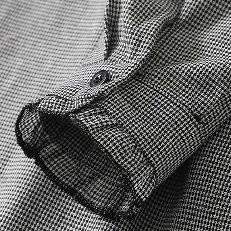 Buddha Stones – Kariertes, plissiertes Rüschendesign, langärmliges Midikleid aus Baumwolle mit Taschen - image 5