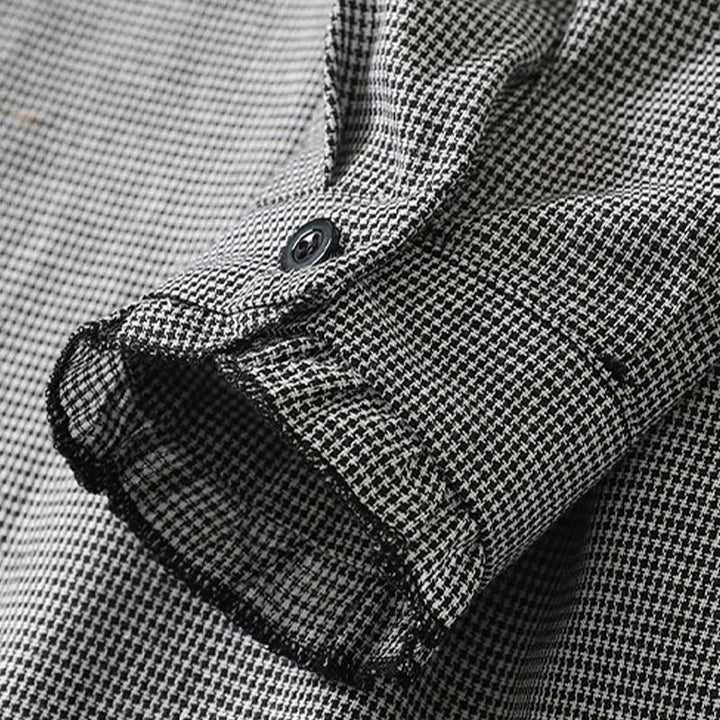 Buddha Stones – Kariertes, plissiertes Rüschendesign, langärmliges Midikleid aus Baumwolle mit Taschen - image 5