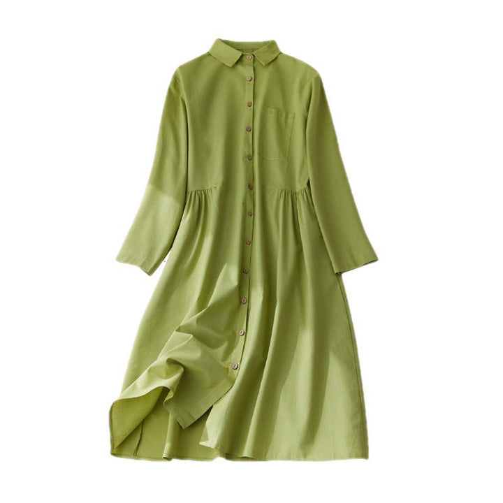 Buddha Stones – Lässiges, schlichtes Midikleid aus Baumwolle mit Knöpfen und Taschen - image 9