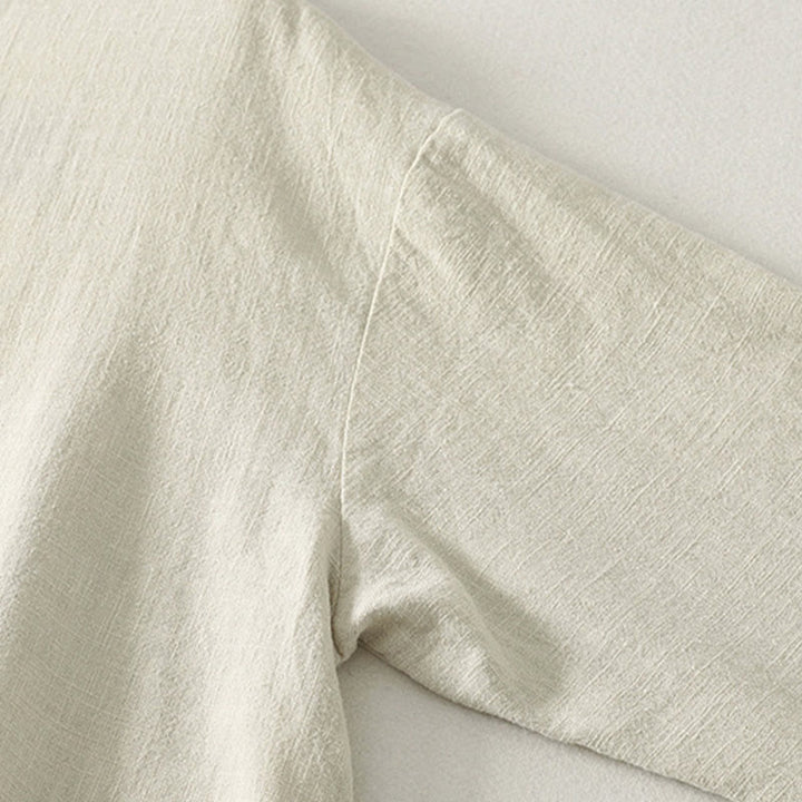 Buddha Stones Spring Diagonalverschluss Froschknöpfe Design Langarm-Midikleid aus Baumwolle - image 11