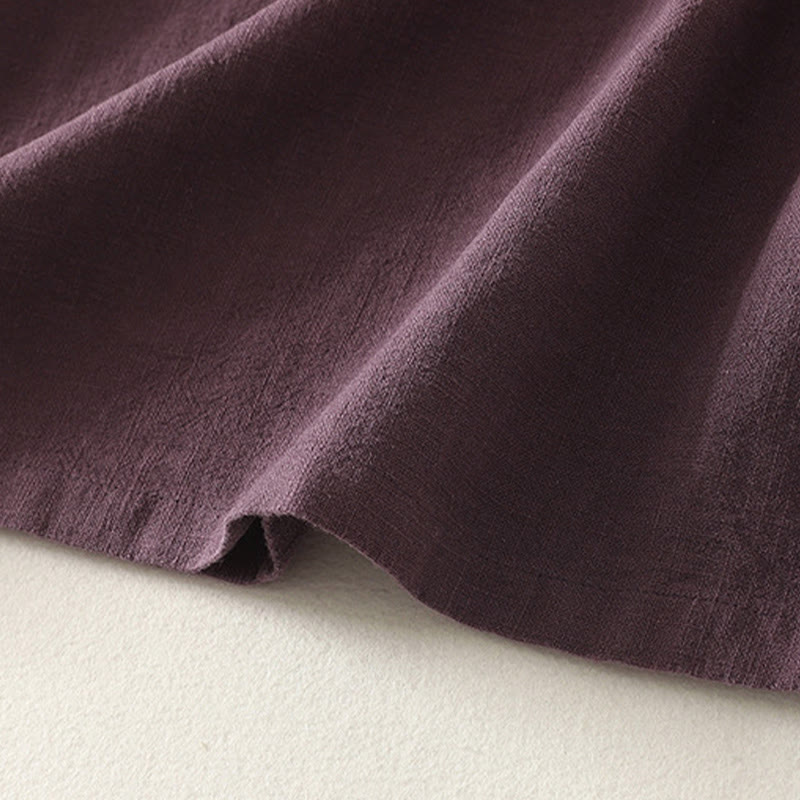 Buddha Stones Spring Diagonalverschluss Froschknöpfe Design Langarm-Midikleid aus Baumwolle - image 5