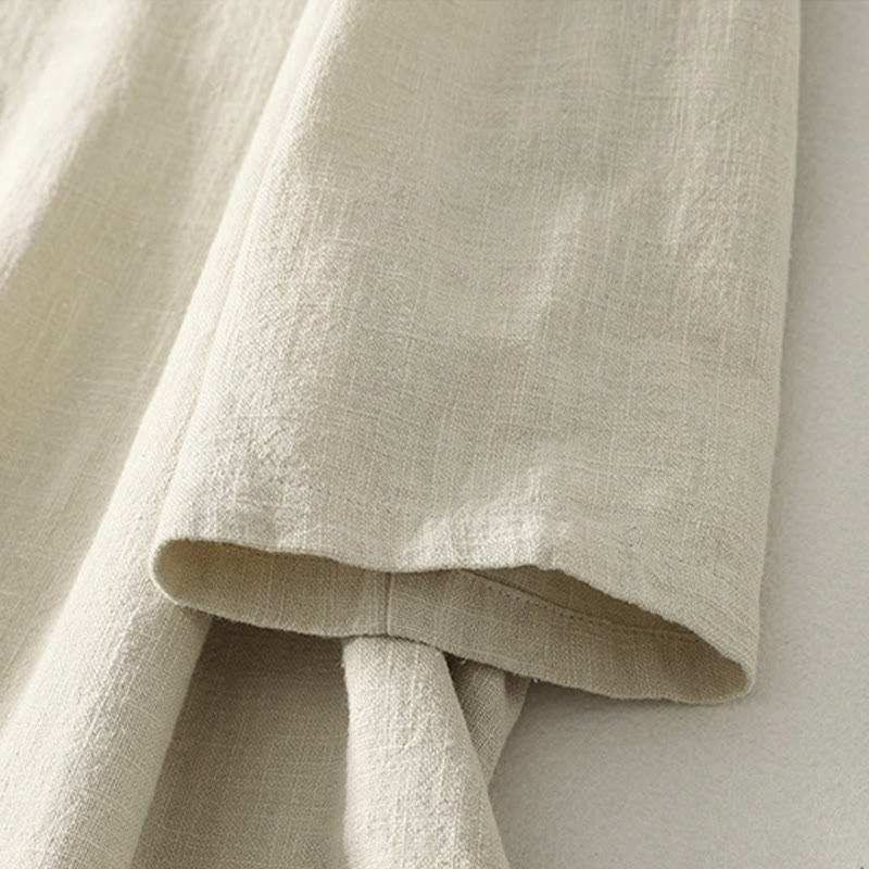 Buddha Stones Spring Diagonalverschluss Froschknöpfe Design Langarm-Midikleid aus Baumwolle - image 12