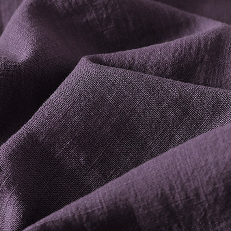Buddha Stones Vintage-Midikleid aus Baumwolle und Leinen mit einfarbigen Froschknöpfen und asymmetrischem Design, langärmelig - image 11