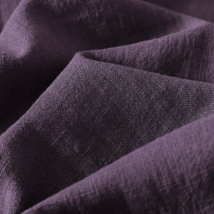 Buddha Stones Vintage-Midikleid aus Baumwolle und Leinen mit einfarbigen Froschknöpfen und asymmetrischem Design, langärmelig - image 11